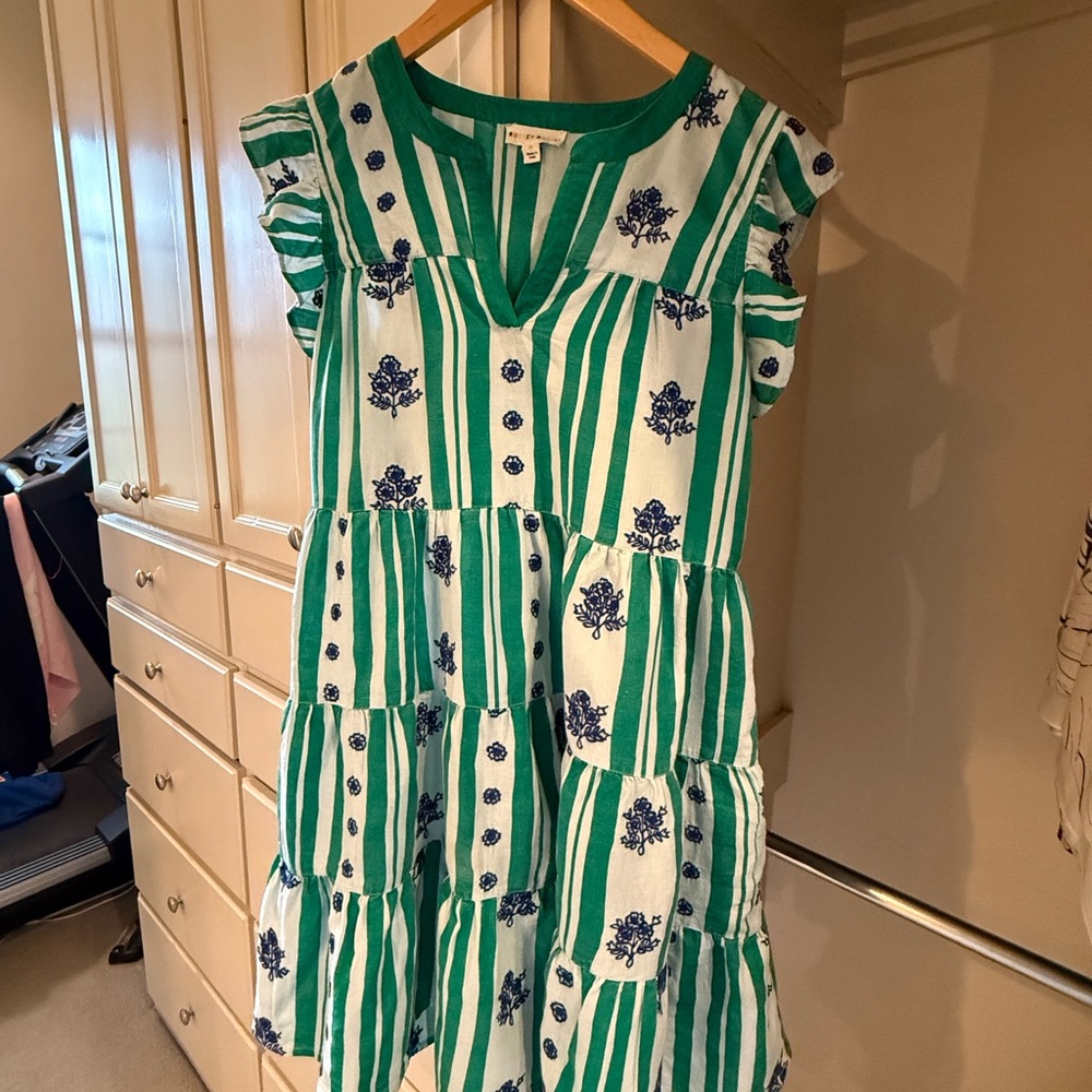 Roller Rabbit Striped Green and White Dress